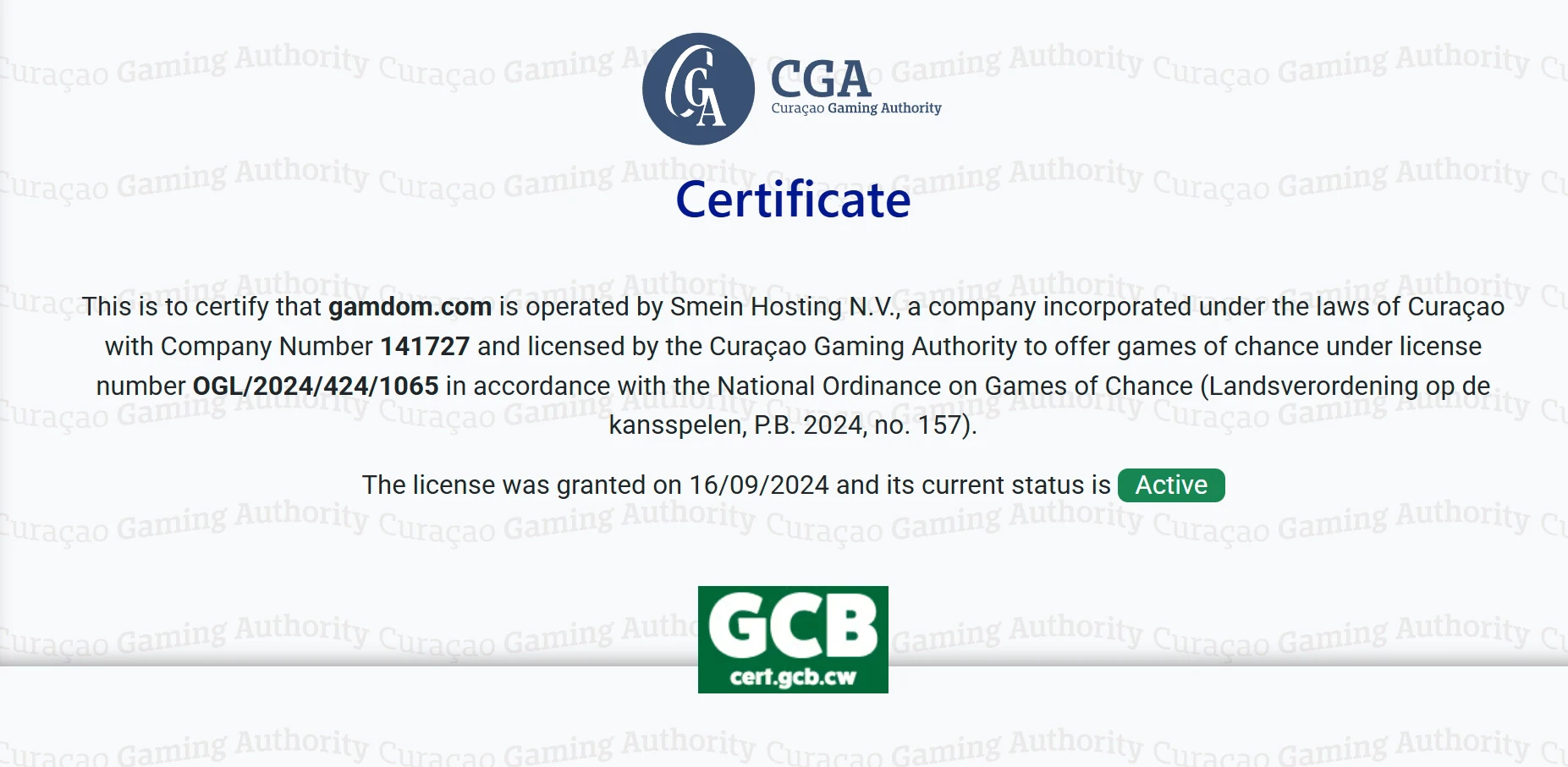 Gamdom Curacao License