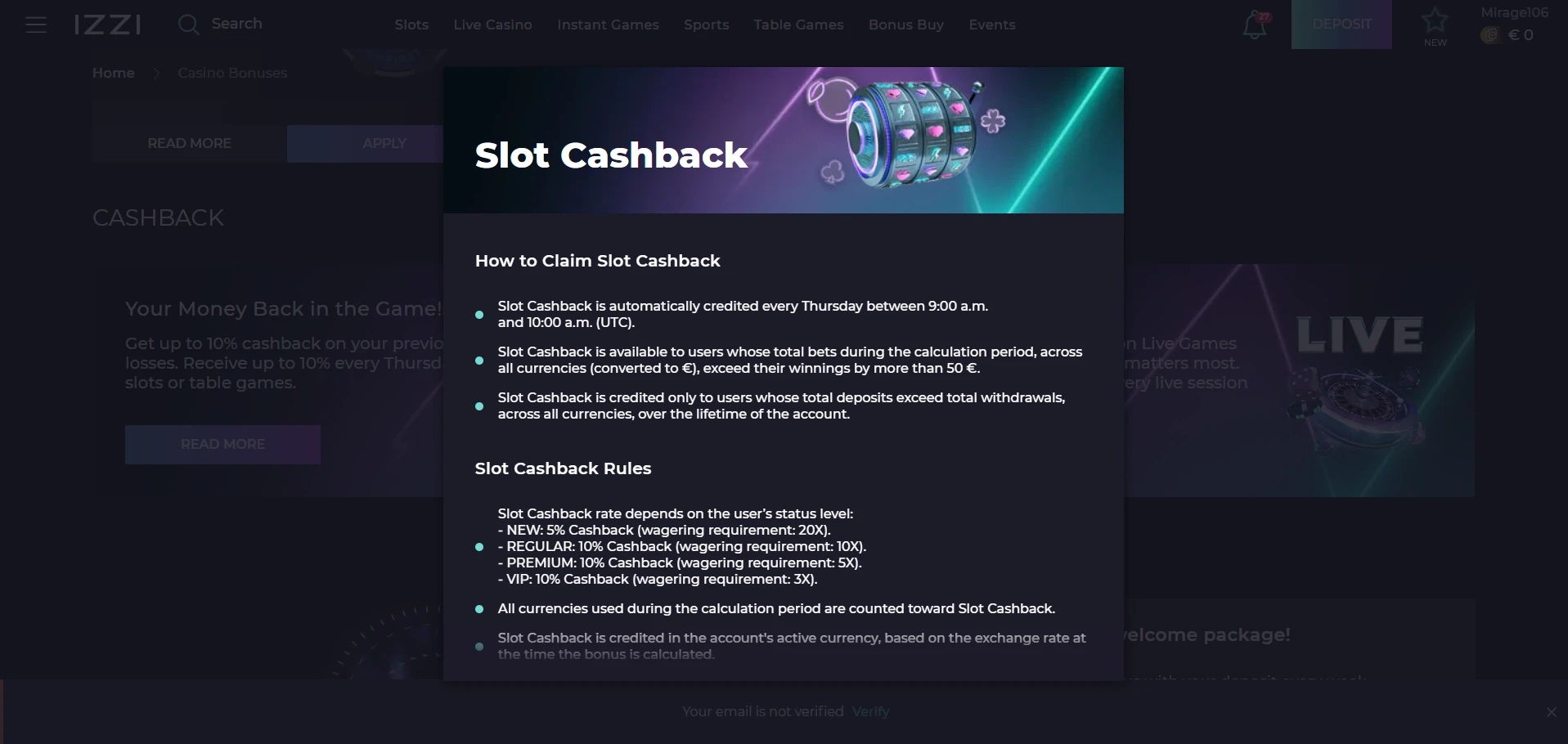 Izzi Casino - Bonus Terms & Conditions