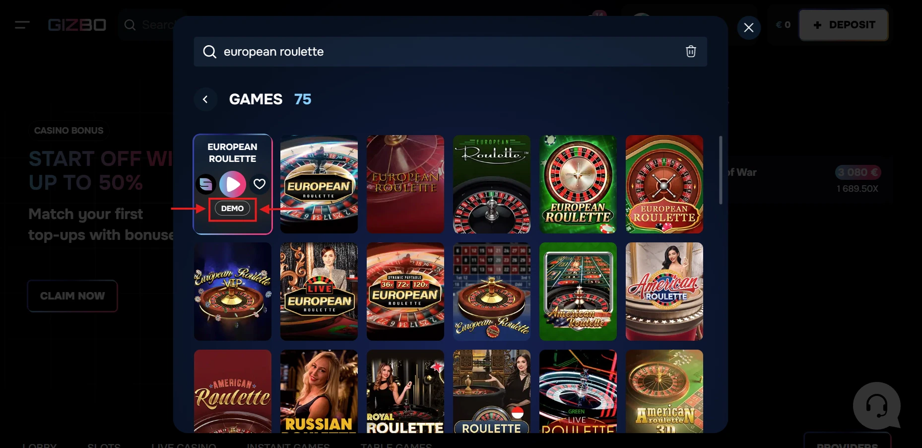 European Roulette Demo Mode