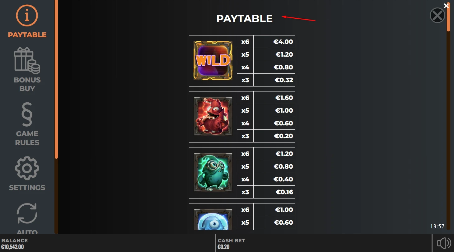 Giganimals Gigablox Paytable