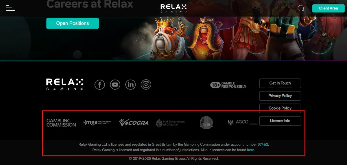 Relax Gaming Provider Licences