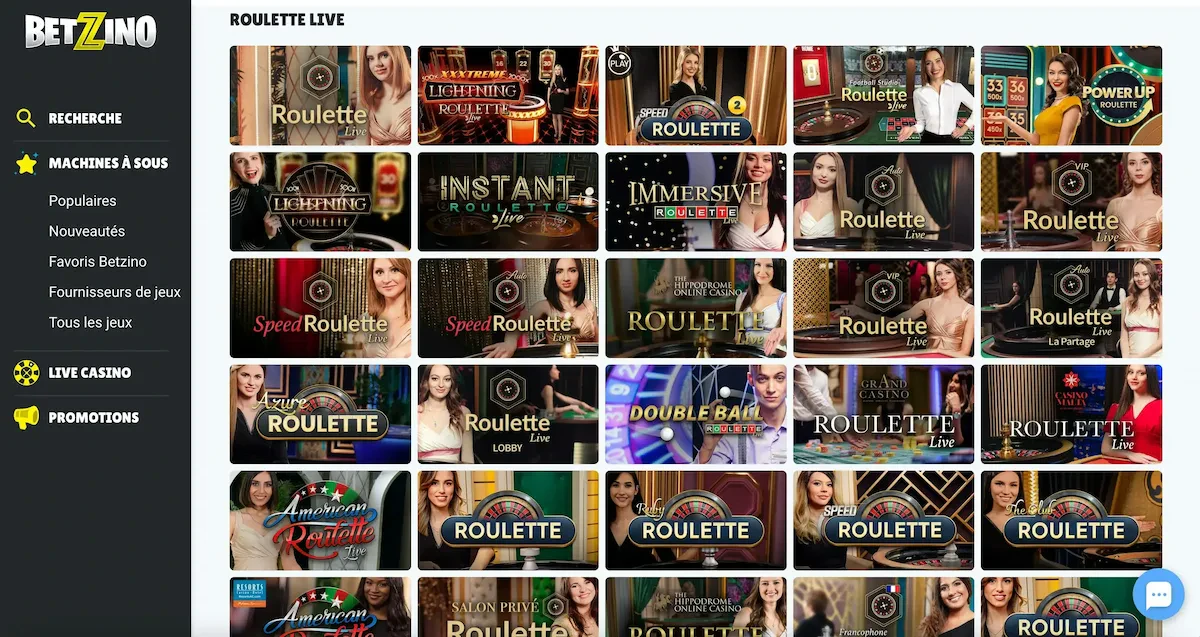 Roulette en live sur mobile