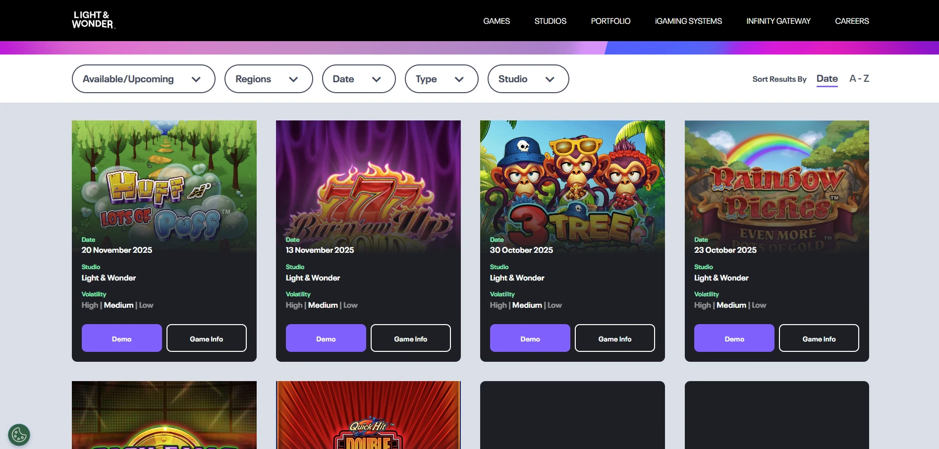 Light & Wonder - Game Selection