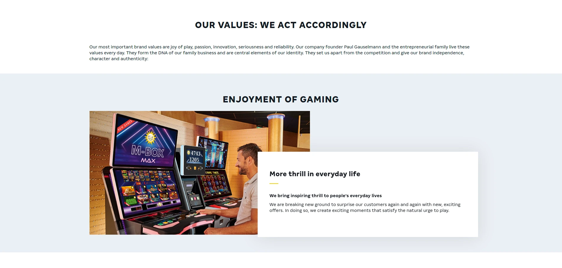 Merkur Gaming - Values