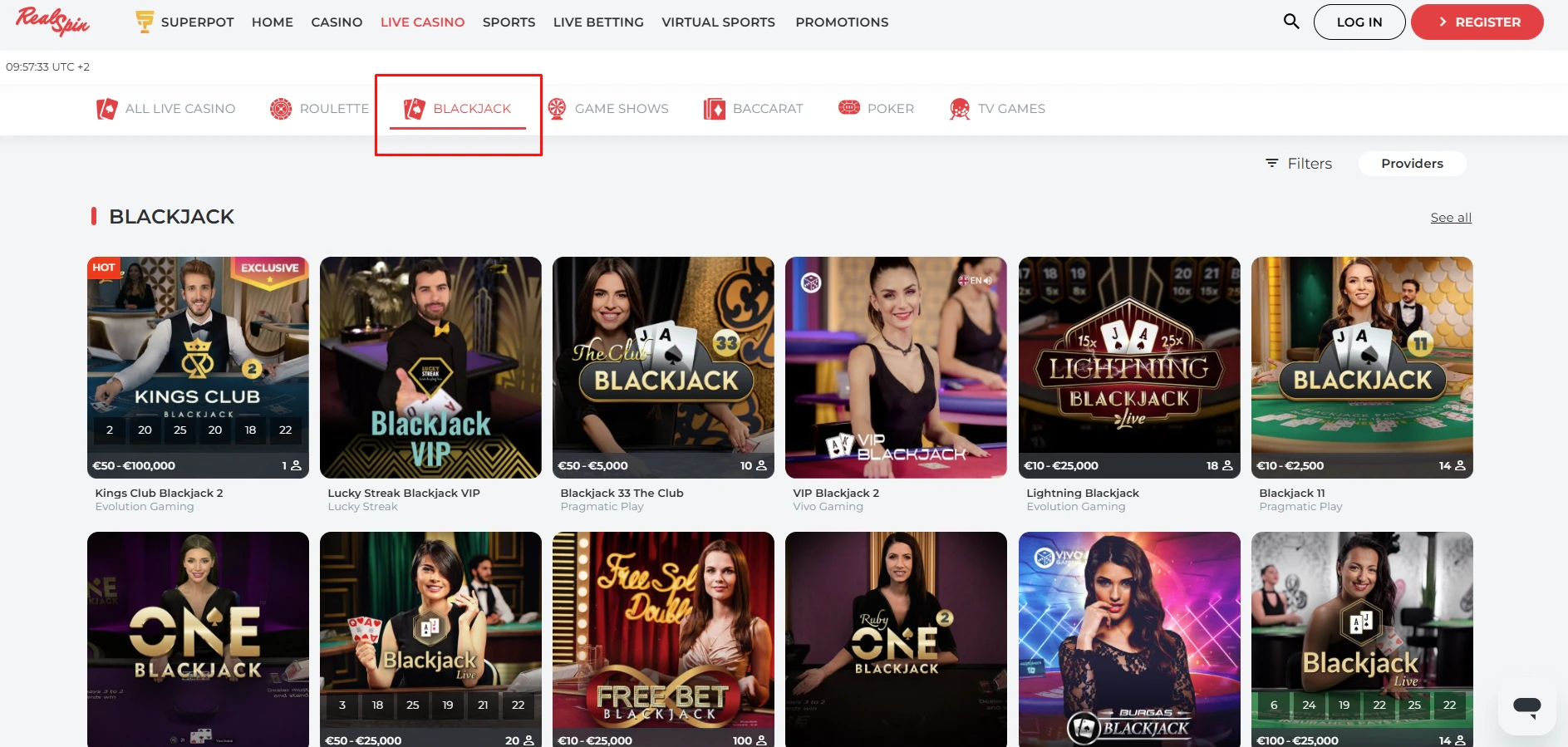 RealSpin Blackjack Portfolio