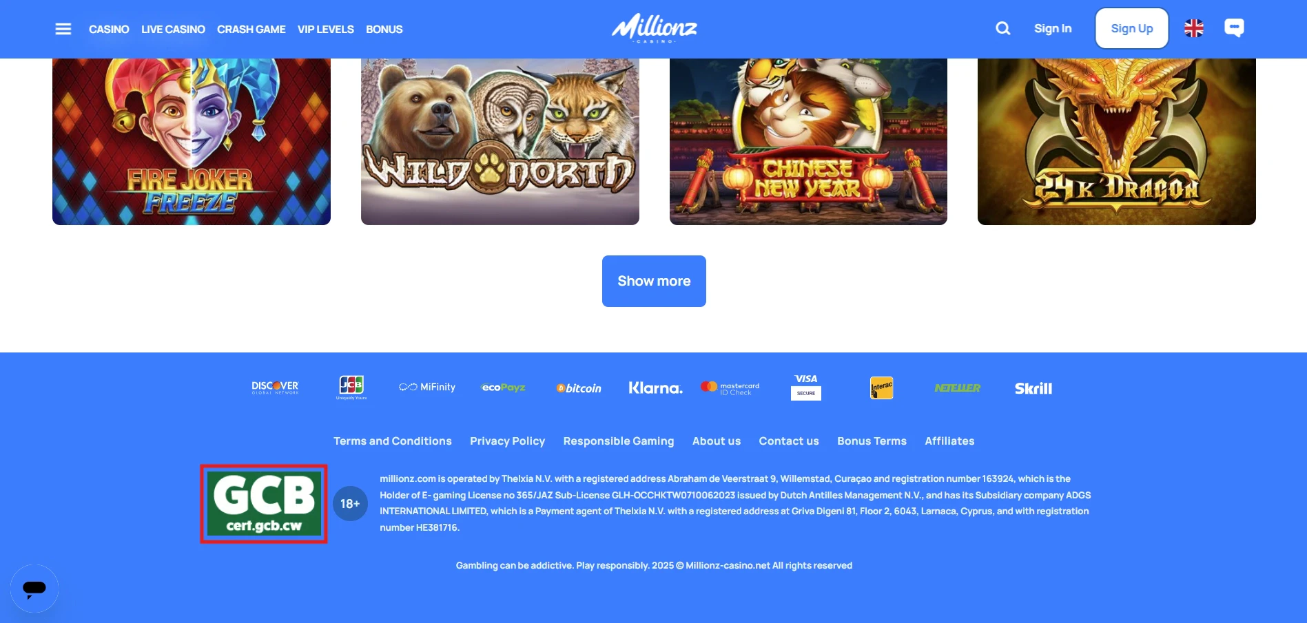 Millionz Casino License