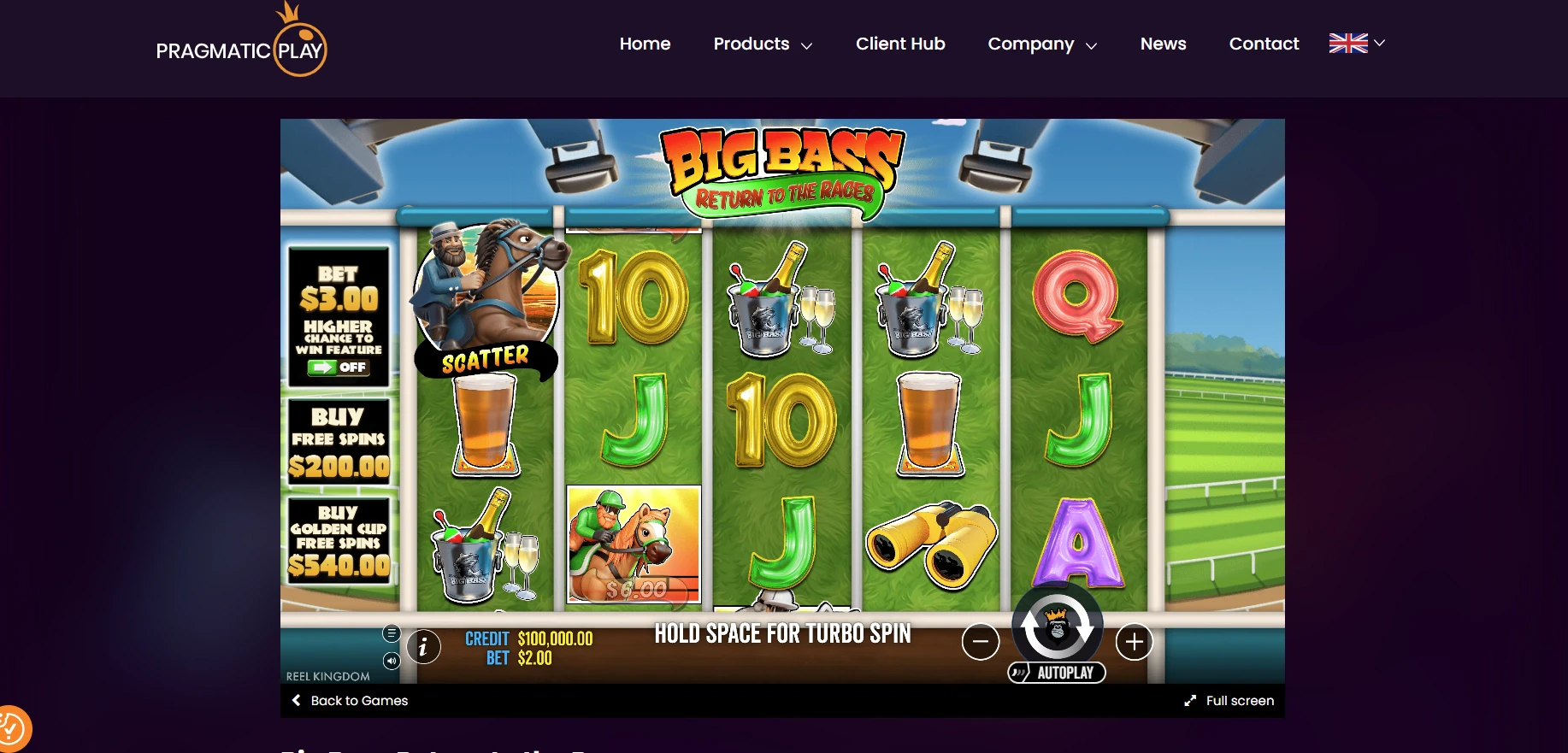Big Bass Return To The Races Play Options