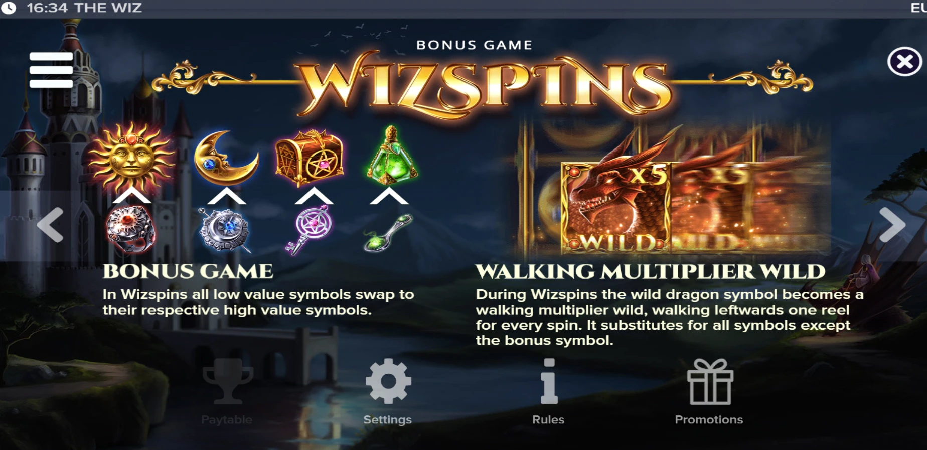 The Wiz Bonus Game