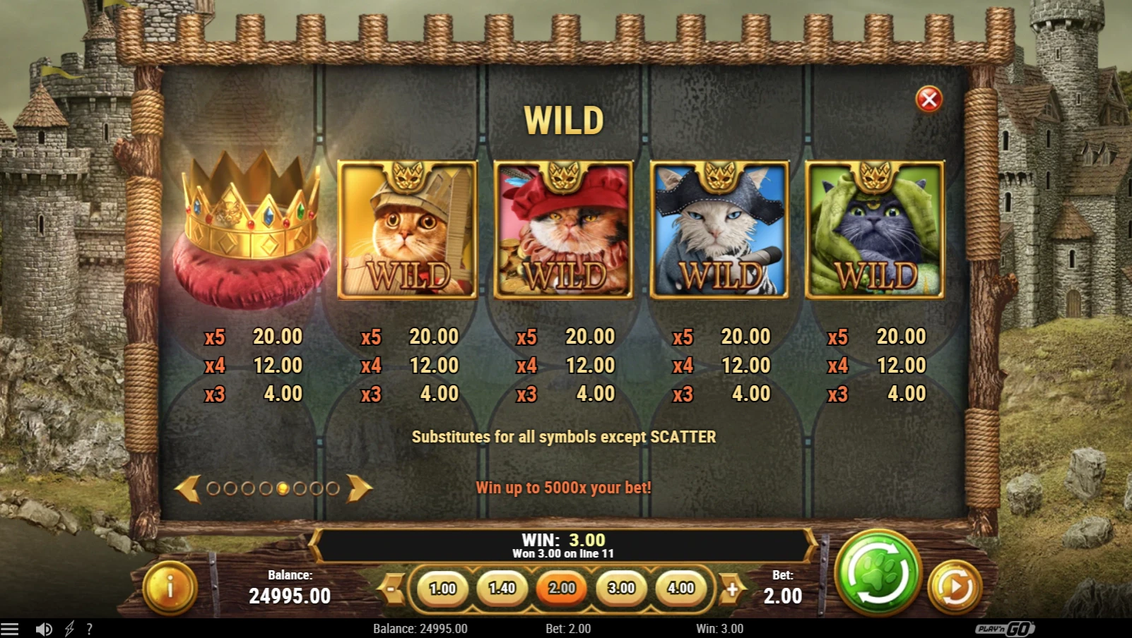 Feline Fury Paytable