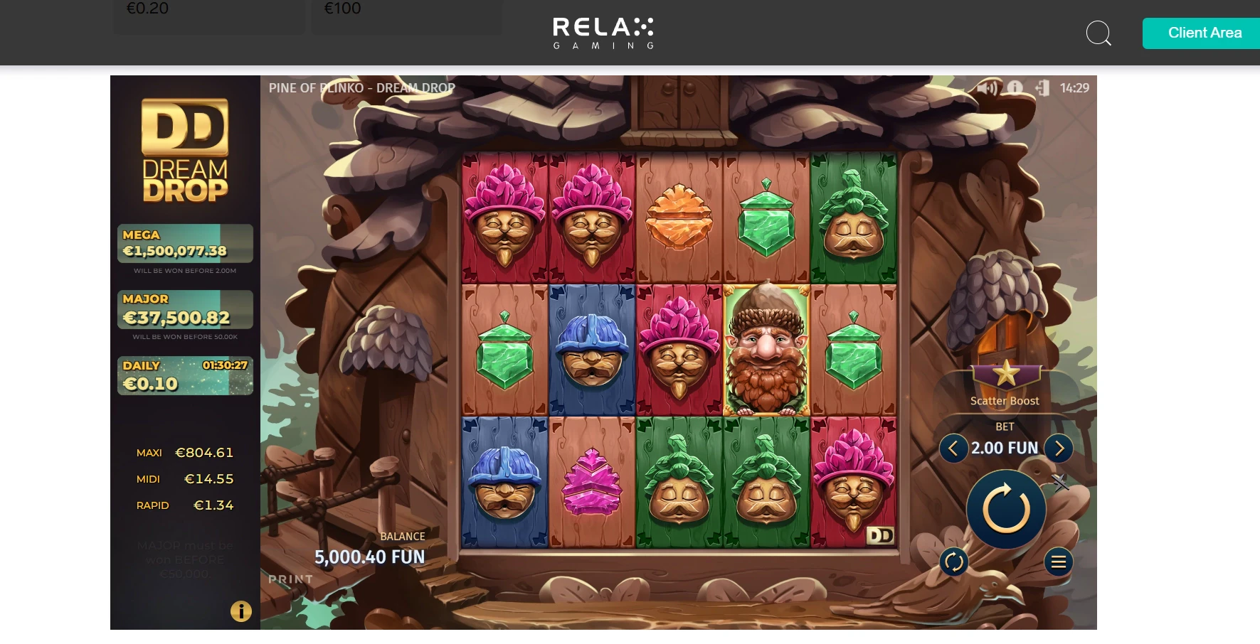 Pine of Plinko Dream Drop by Relax Gaming