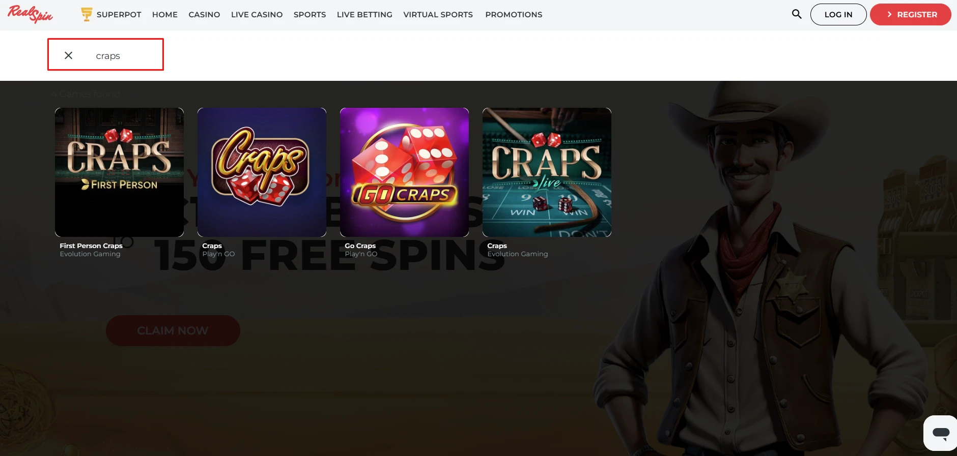 RealSpin Casino Craps