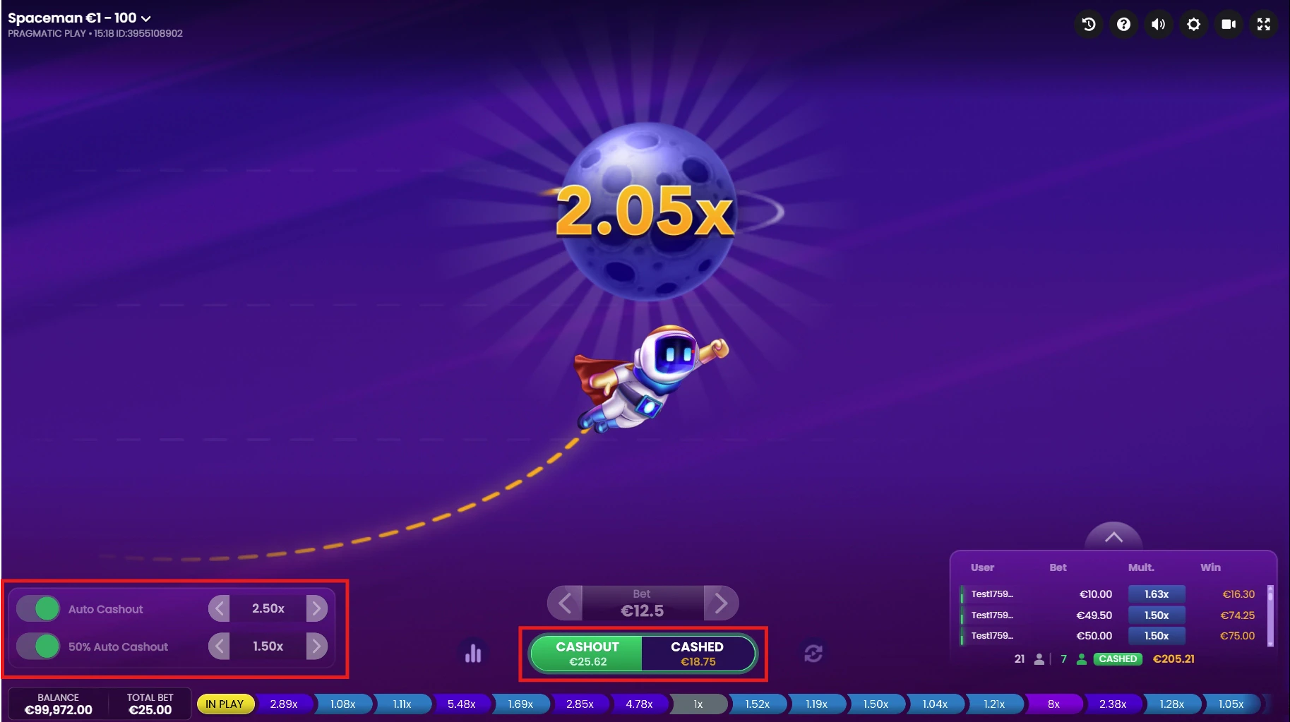 Spaceman - Auto-Cashout Feature