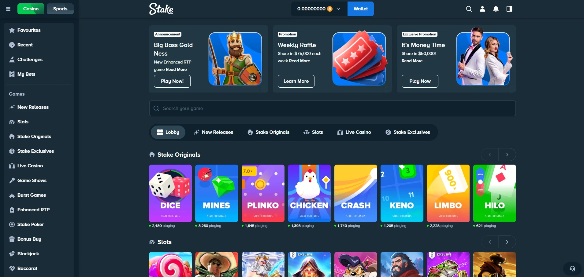 Stake Casino - Homepage