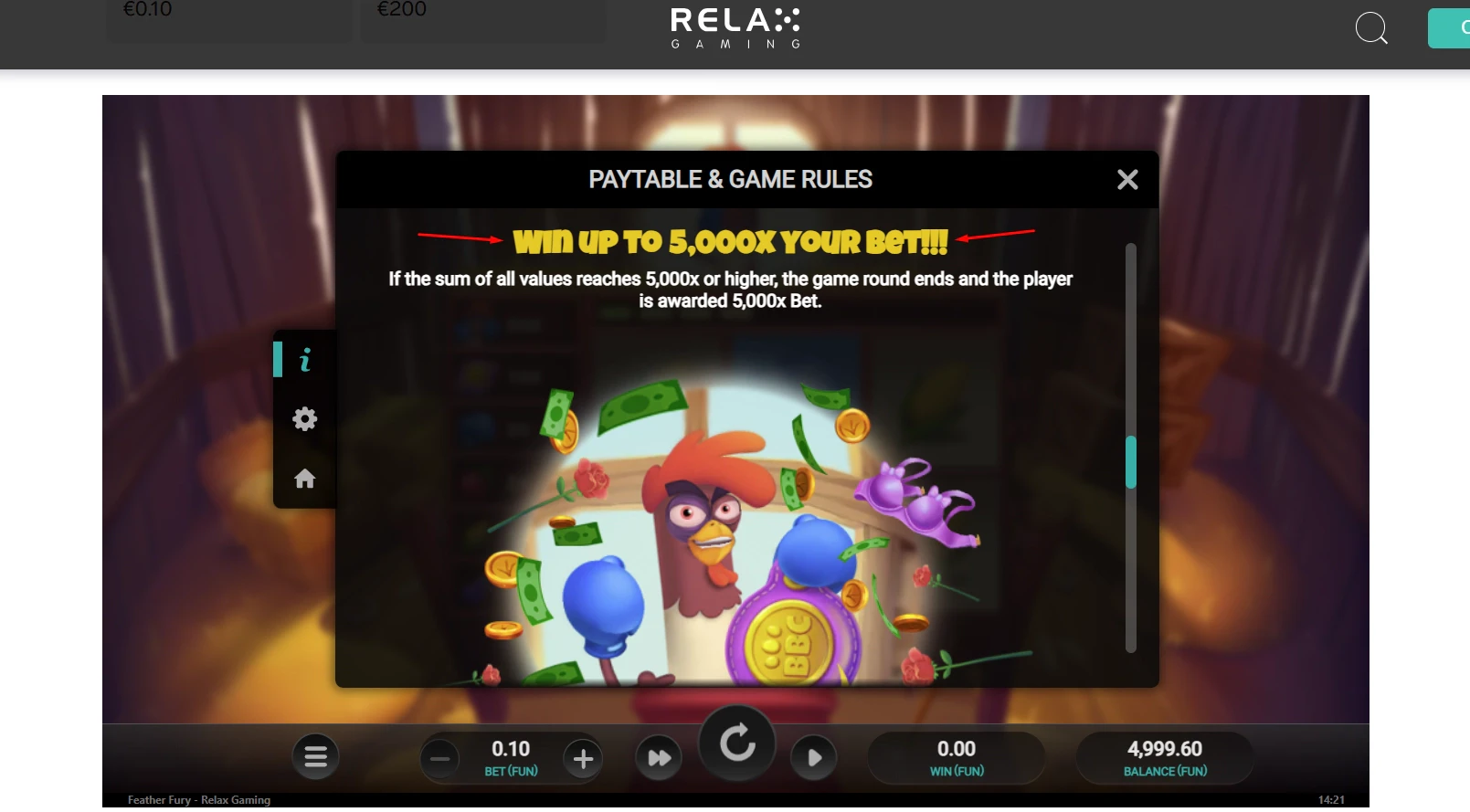 Feather Fury Maximum Win