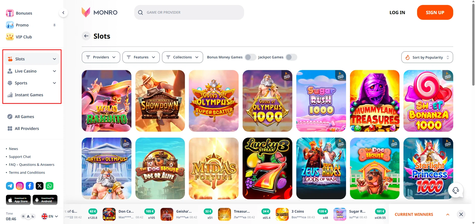 Monro - Game Categories