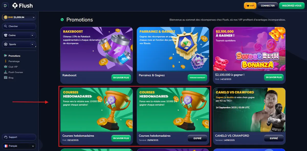 courses hebdomadaires flush