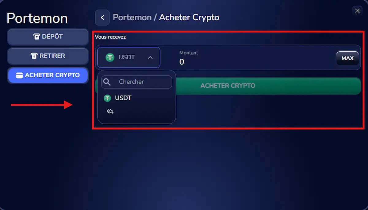 Etape 2 - cliquer sur acheter devises