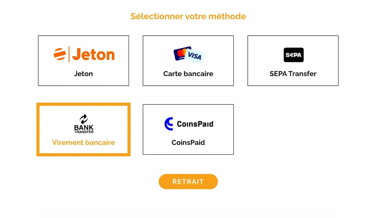 Retrait virement étape 1