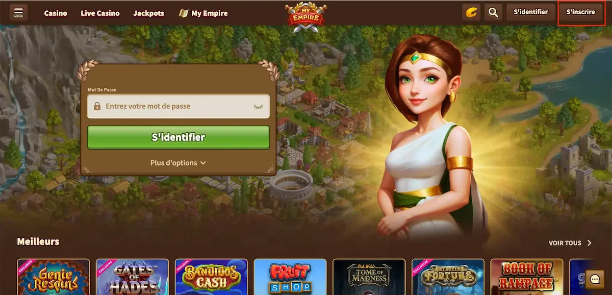 inscription myempire casino