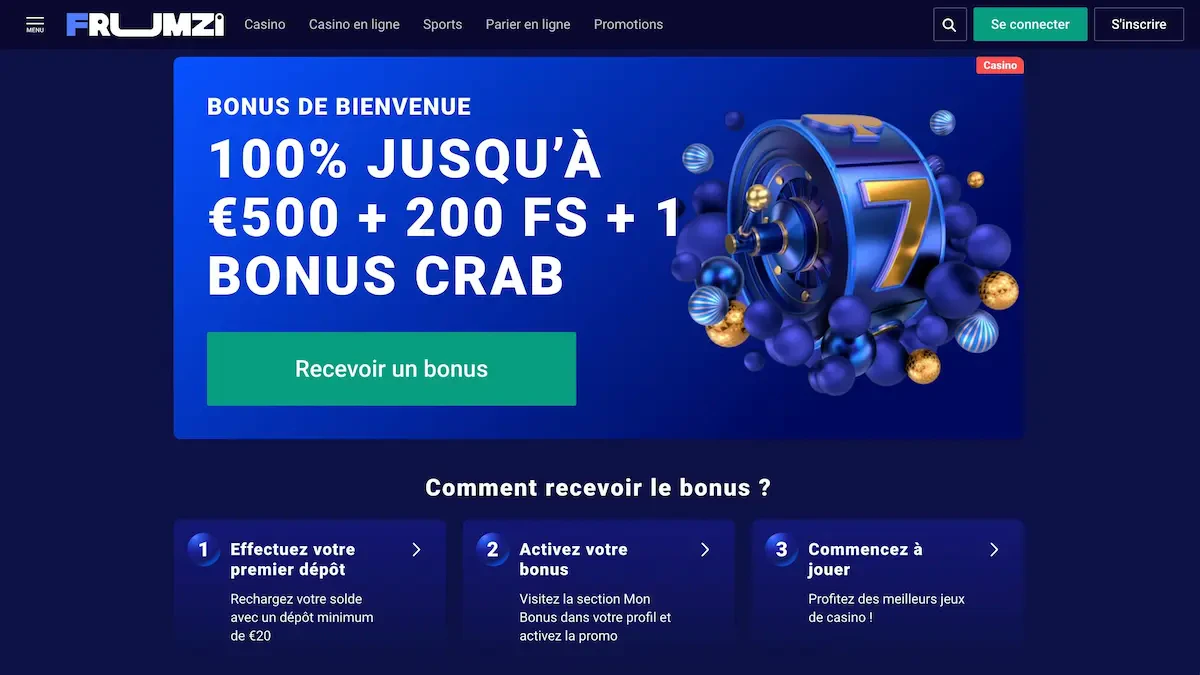 bonus de bienvenue frumzi
