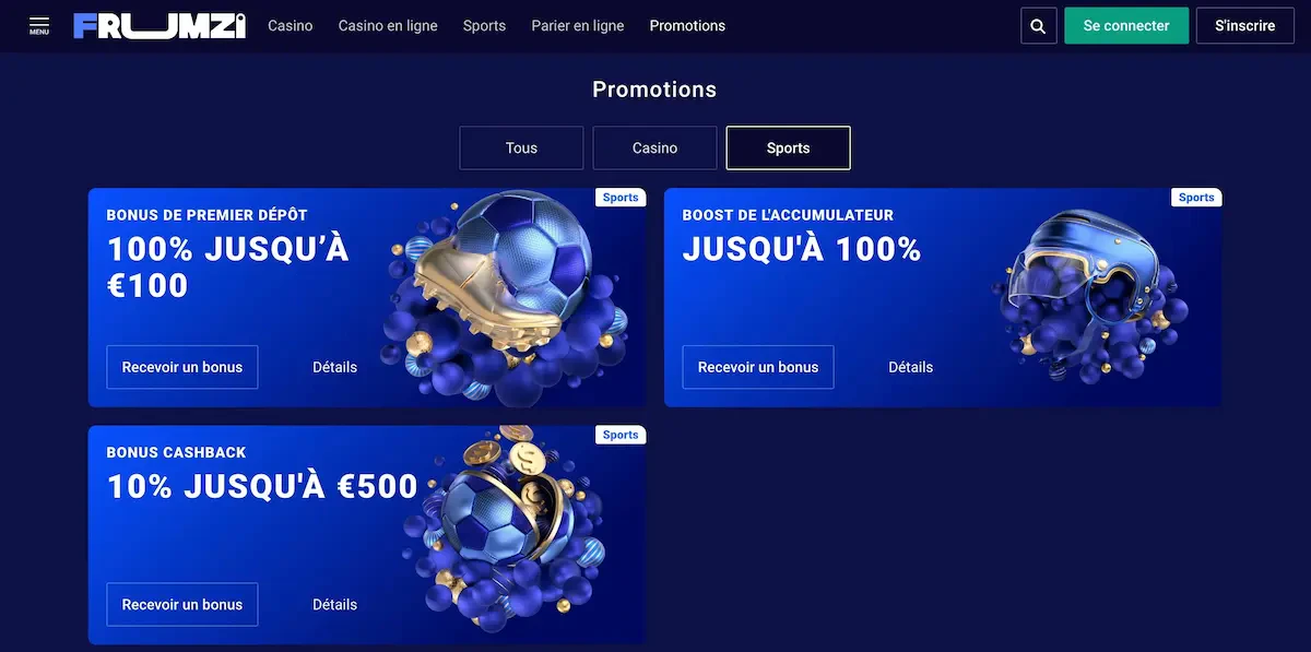 bonus paris sportifs frumzi