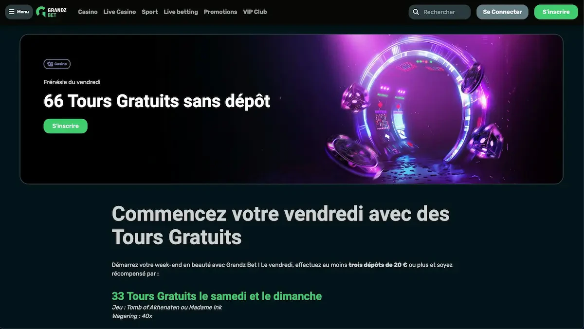 bonus vendredi grandz bet
