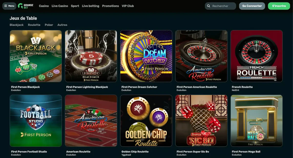 jeux de table grandz bet
