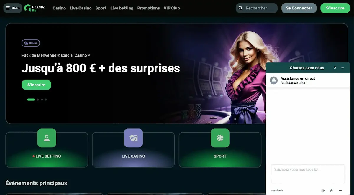 service client grandz bet