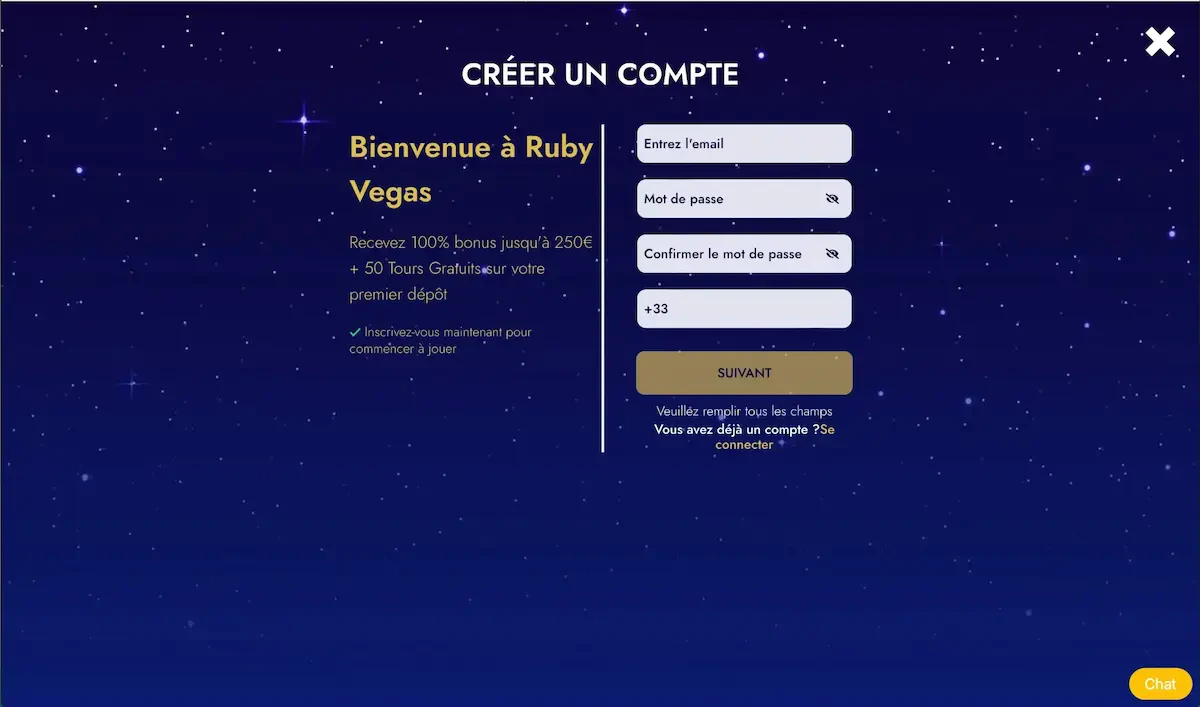 RubyVegas inscription étape 1