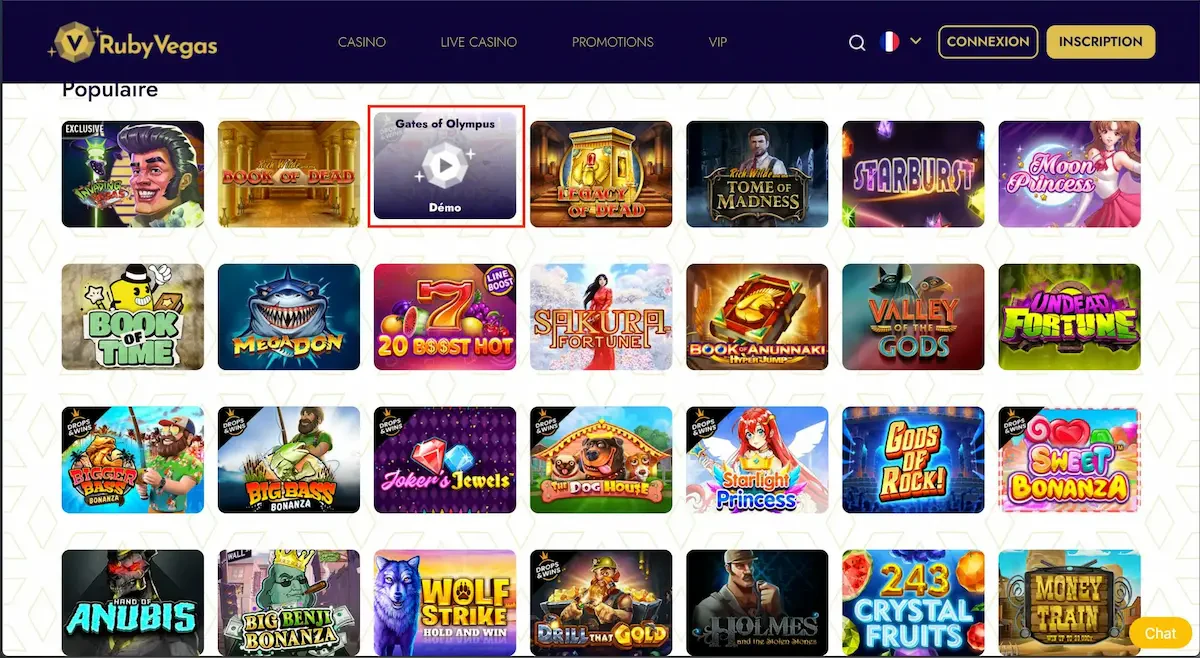RubyVegas mode démo