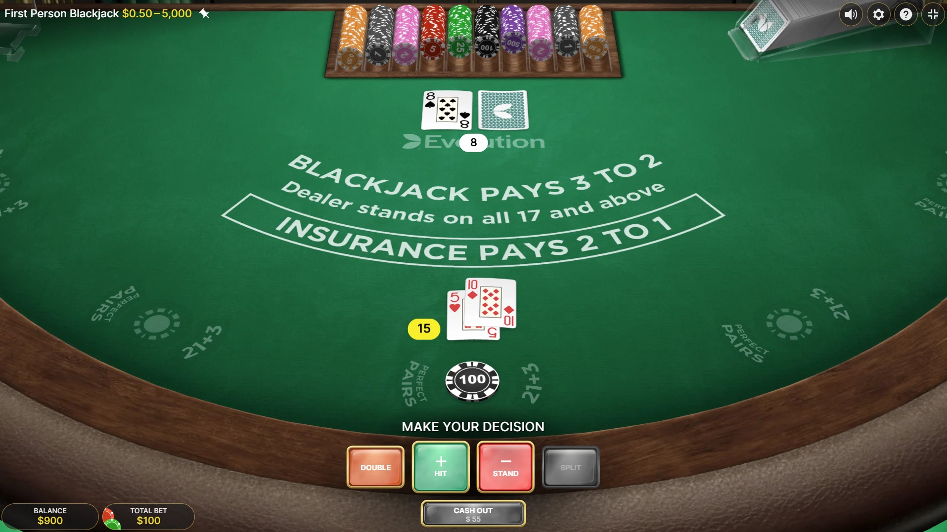 Blackjack First Person - Evolution Gaming