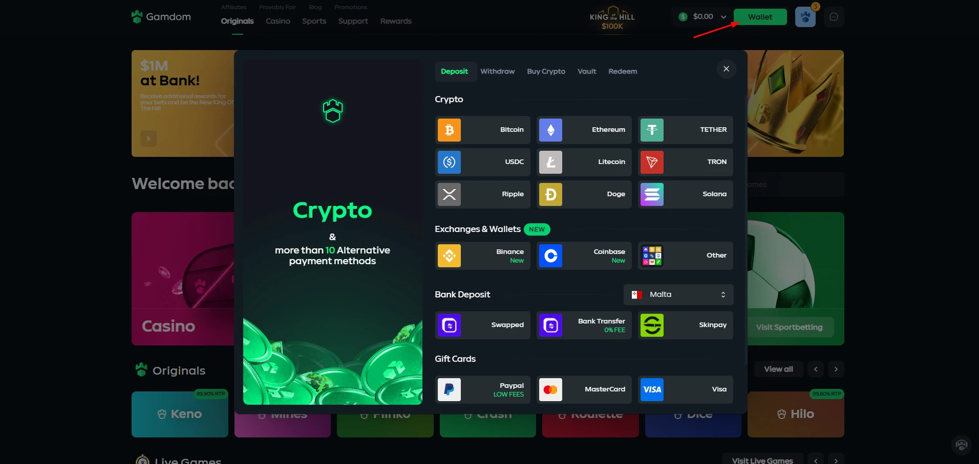 Gamdom - Payment Methods