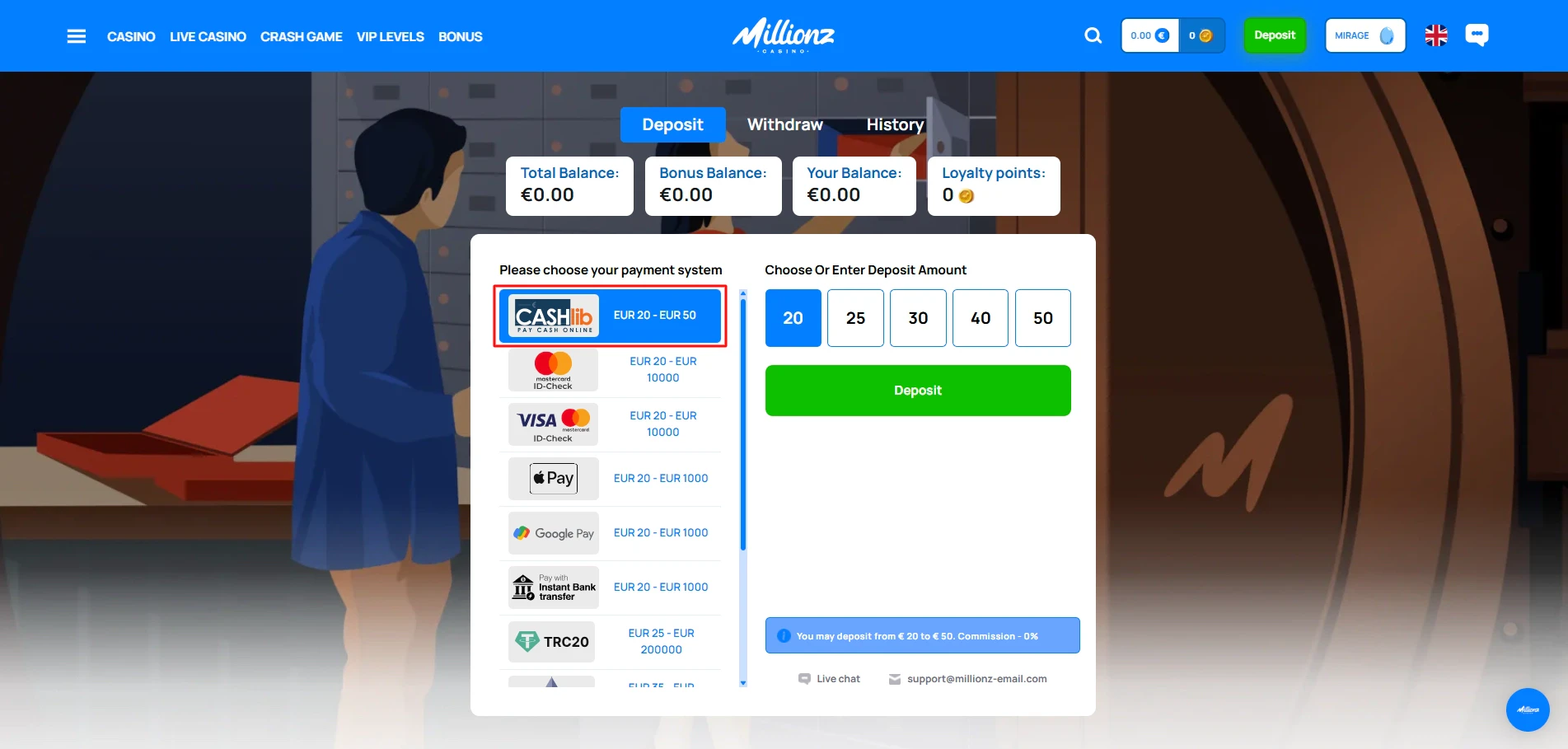 Millionz - CASHlib Payments