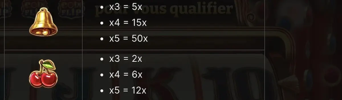 Symboles premiums sur le jeu live Crazy Coin Flip du provider Evolution Gaming