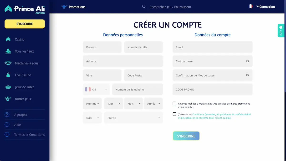 inscription prince ali