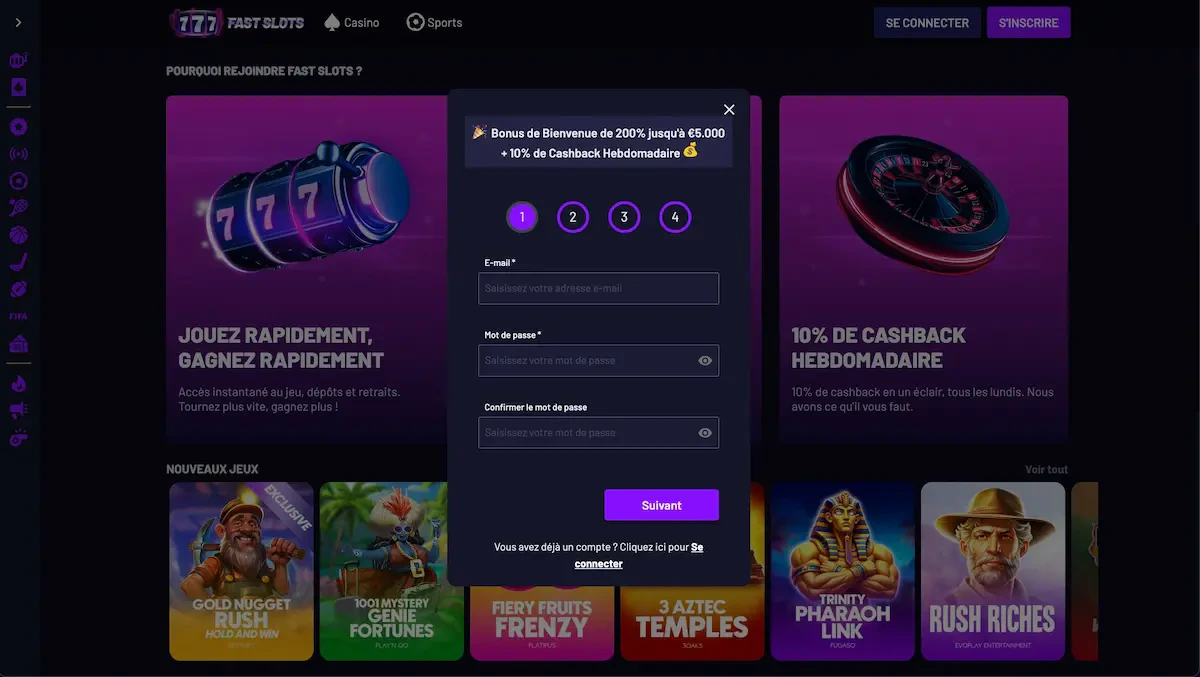 inscription fastslots