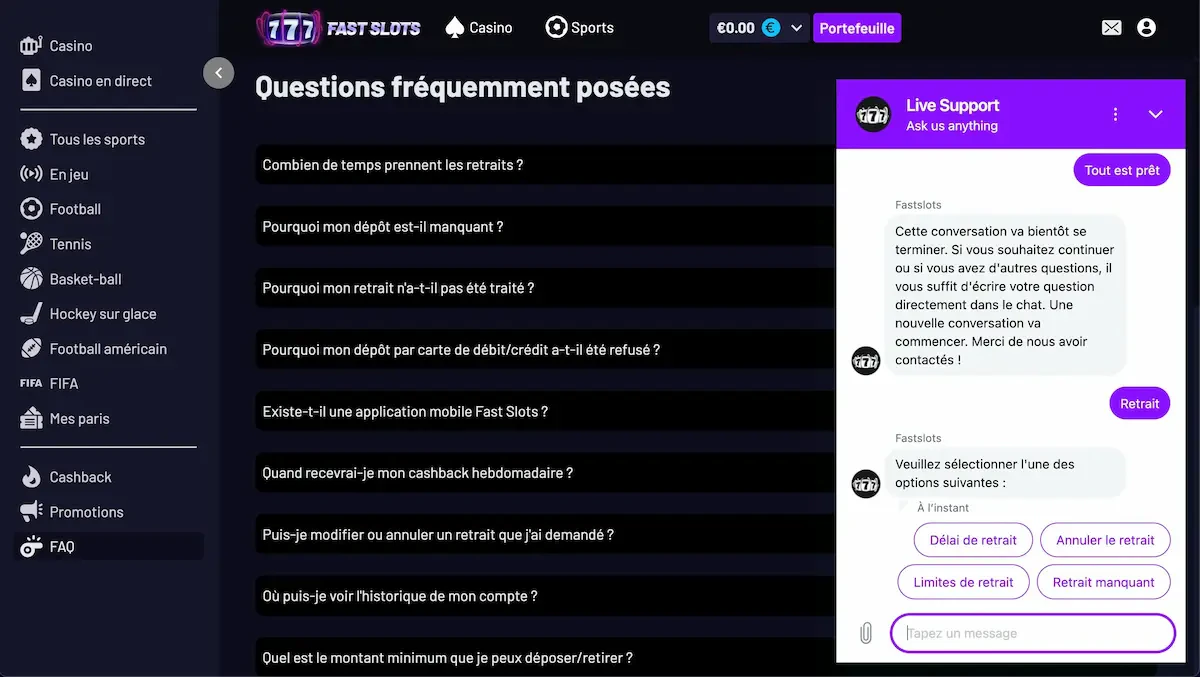 service client fastslots