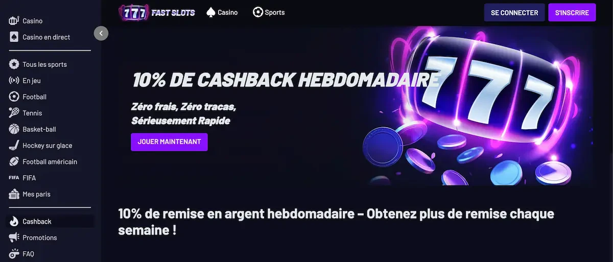 cashback hebdomadaire fastslots