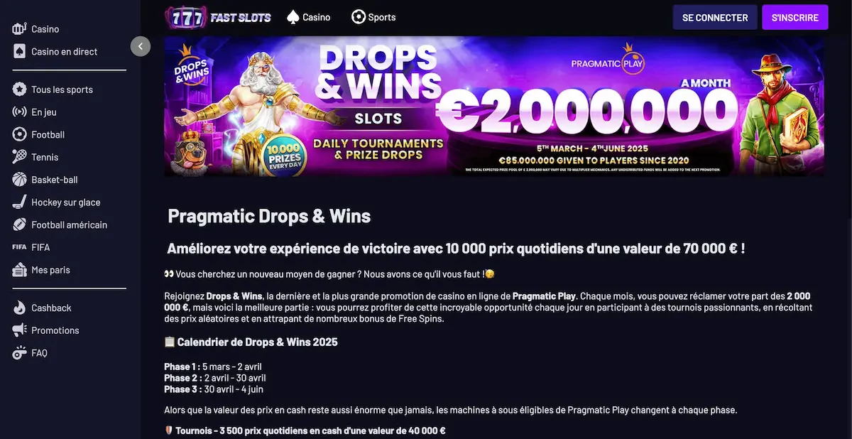 drops & wins fastslots
