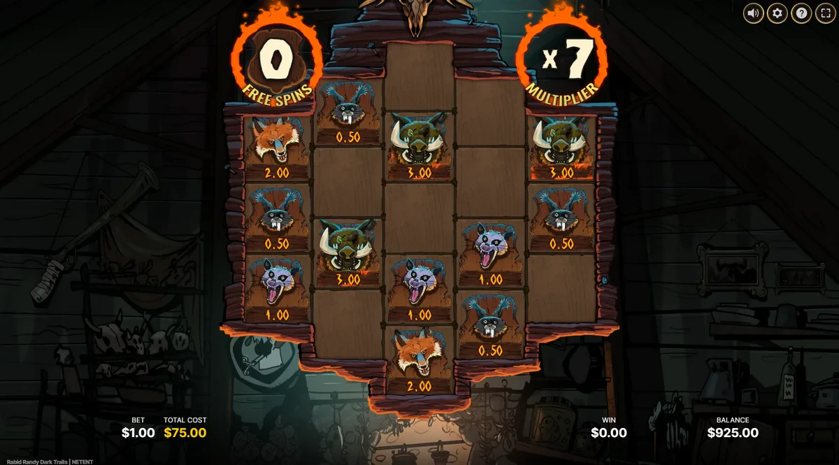 fin des free spins sur rabid randy dark trails