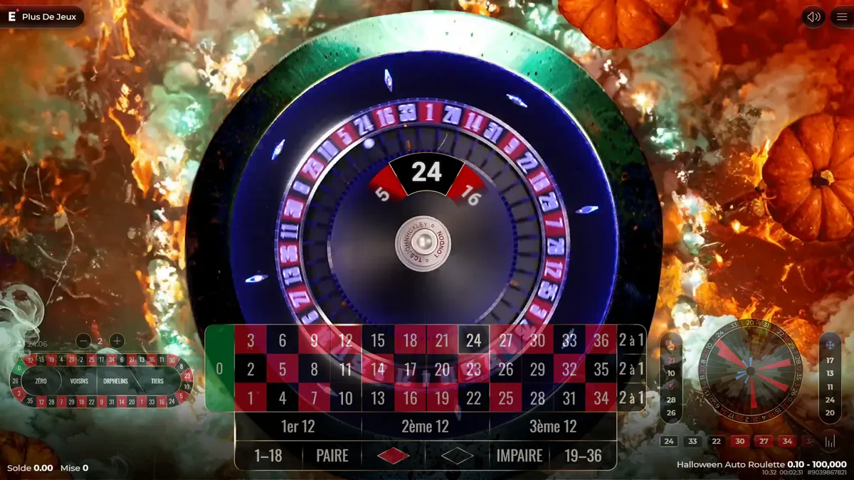 annonce du résultat sur halloween auto roulette