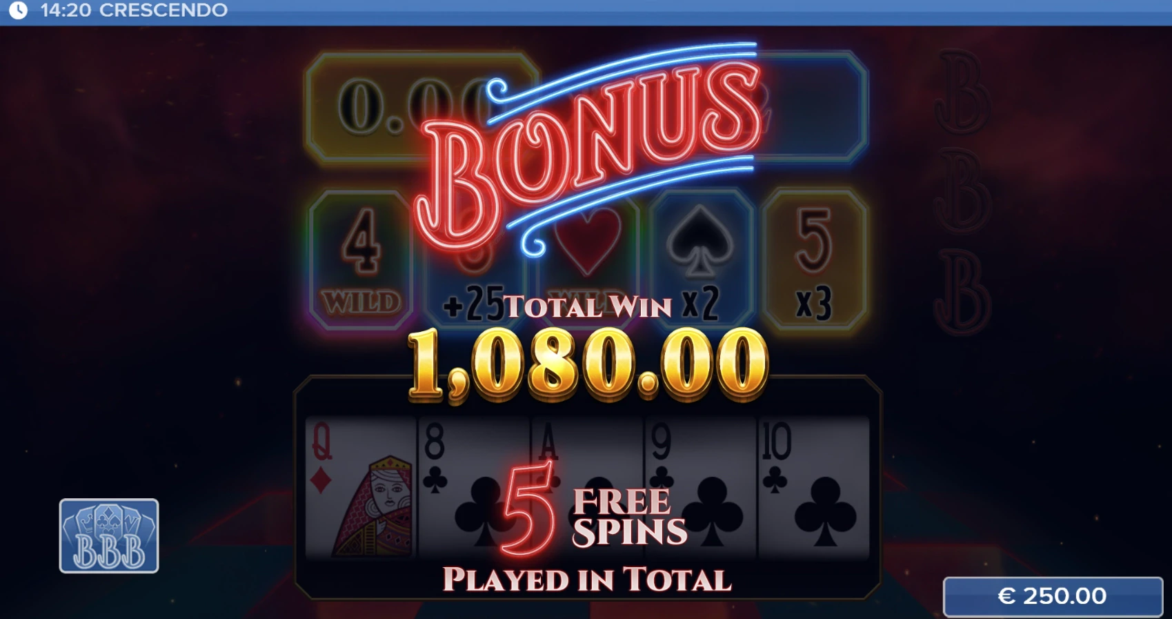 Crescendo Free Spins Payout