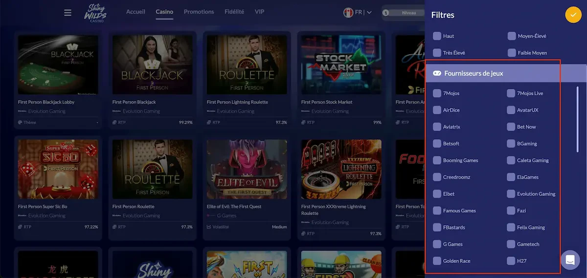 shiny wilds fournisseurs