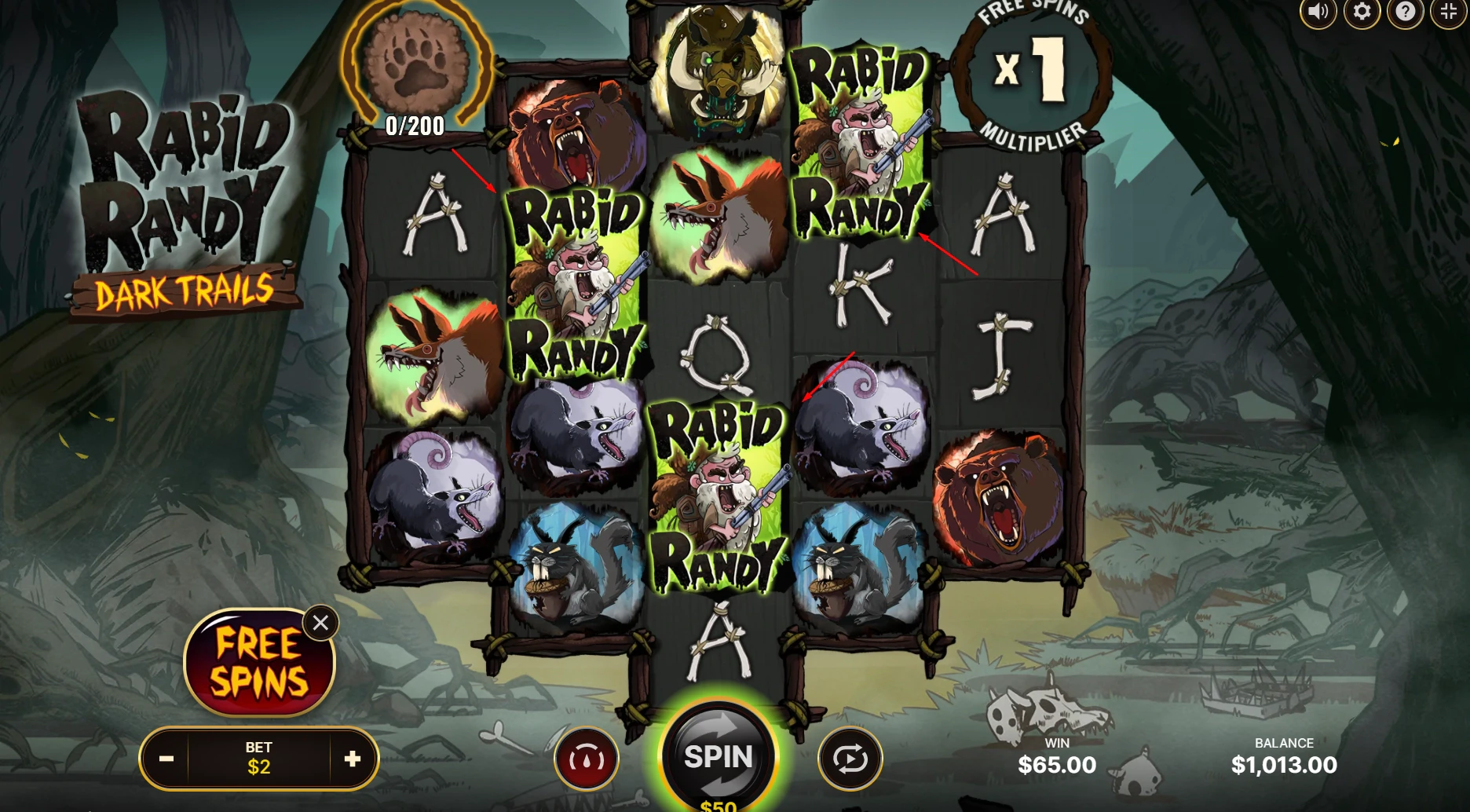 Rabid Randy: Dark Trails Feature Symbols