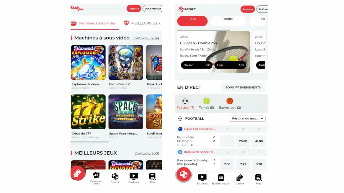 real spin sur mobile