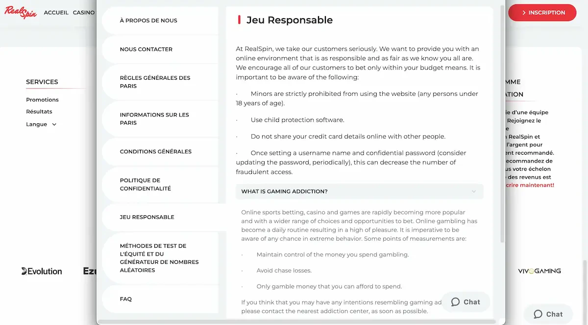 jeu responsable real spin