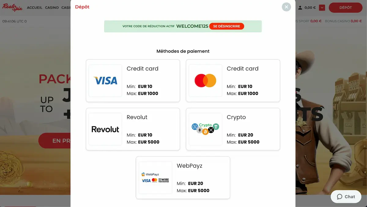 dépôt real spin