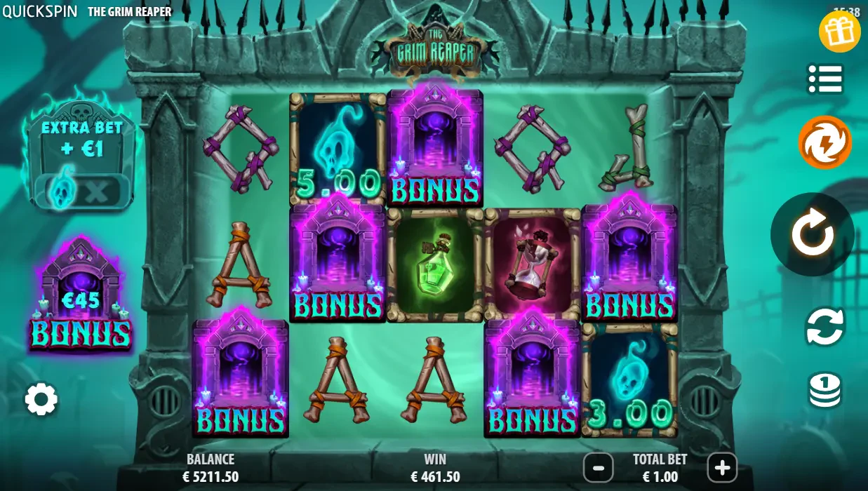 Tela exibida ao acumular os símbolos necessários para ativar as rodadas grátis.