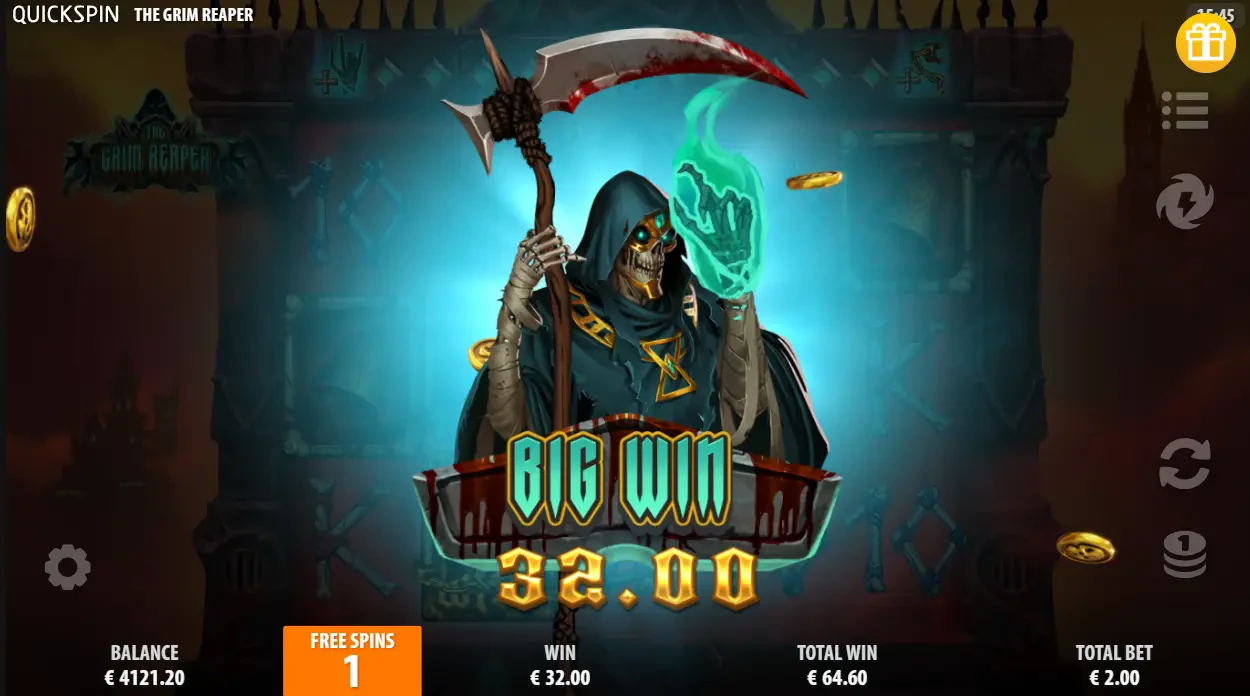 A animação ao conseguir uma vitória nas rodadas grátis.