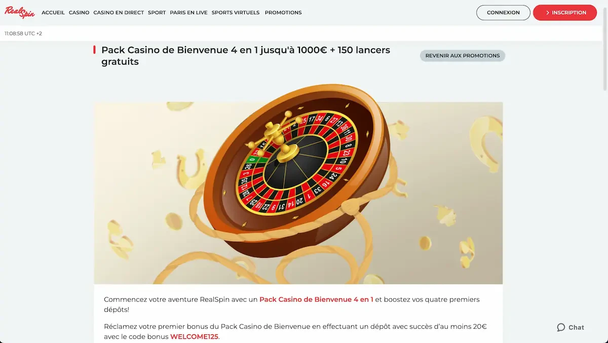 bonus de bienvenue real spin